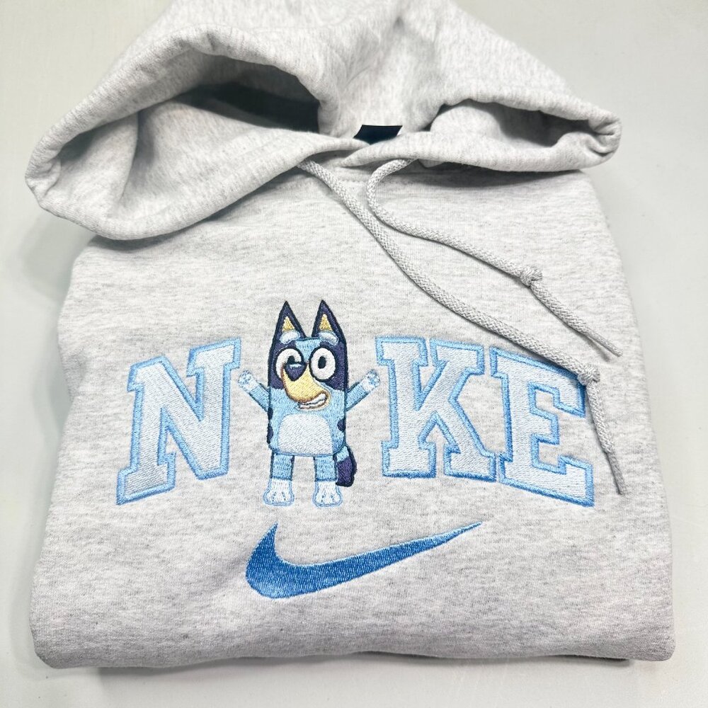 Nike Bluey HOODIE Embroidered Adult Unisex Hooded Sweatshirt Dog Sisters Gift